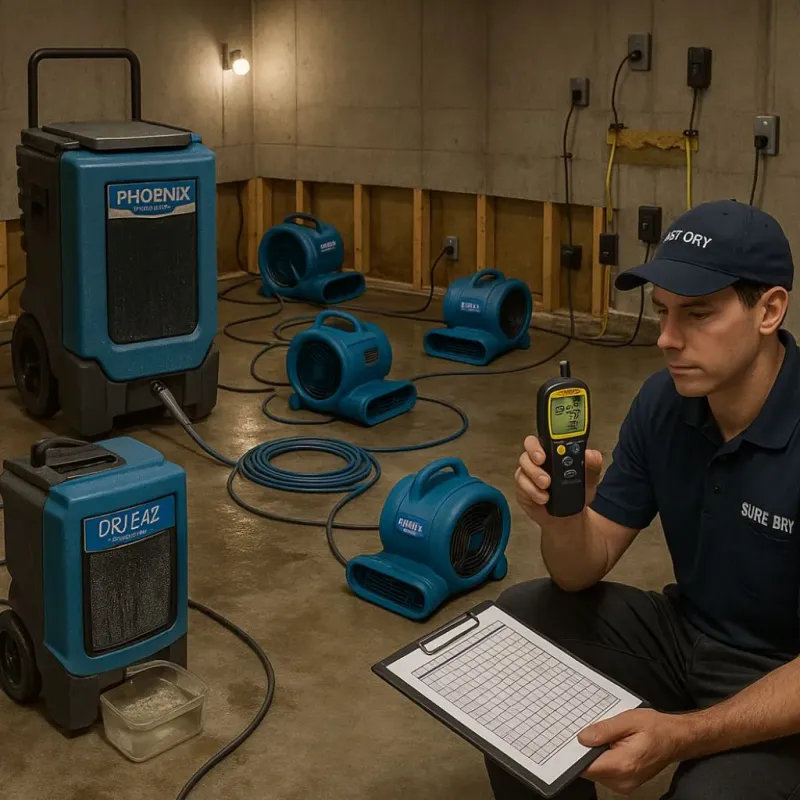 Structural Drying and Dehumidification process in Weed, CA